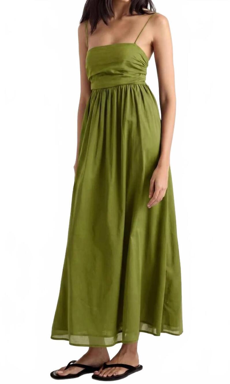 NEW MODERN CITIZEN aurora ruched cotton maxi dress in green
